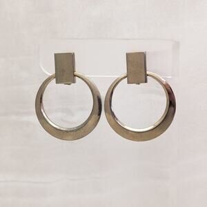 Vintage Screw Back Earrings Rectangle with Circle Dangle - Condition Issues